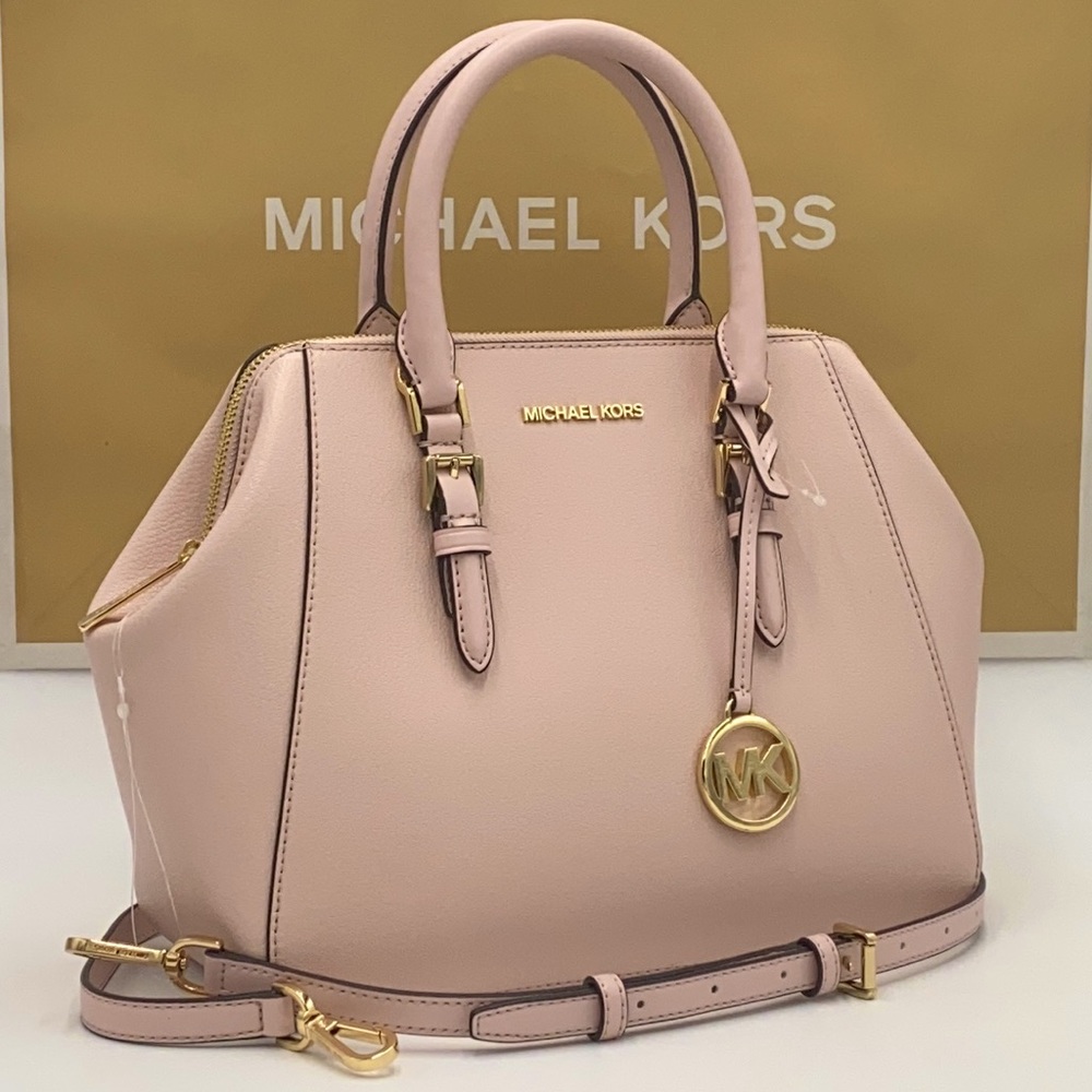 MICHAEL KORS CHARLOTTE LARGE SATCHEL POWDER BLUSH - Picture 2 of 15